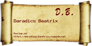 Daradics Beatrix névjegykártya